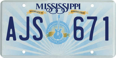 MS license plate AJS671