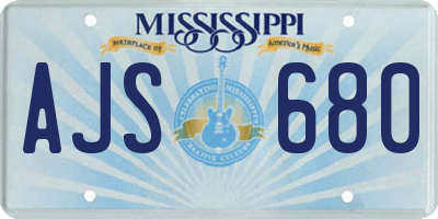 MS license plate AJS680