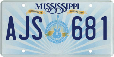 MS license plate AJS681