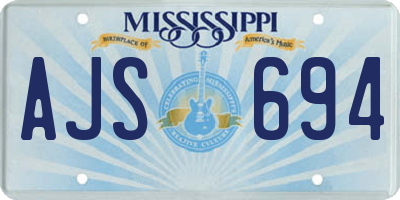 MS license plate AJS694