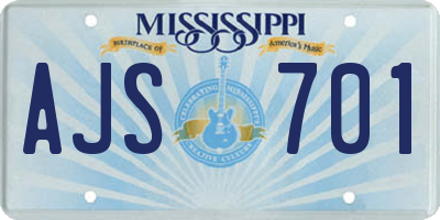 MS license plate AJS701