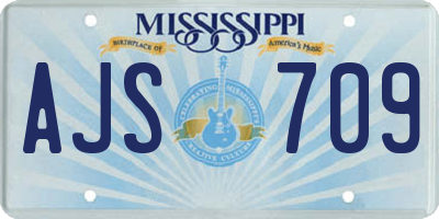 MS license plate AJS709