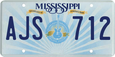 MS license plate AJS712