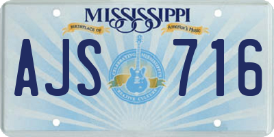 MS license plate AJS716