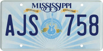MS license plate AJS758