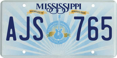 MS license plate AJS765