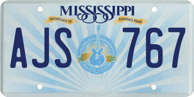 MS license plate AJS767
