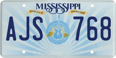 MS license plate AJS768