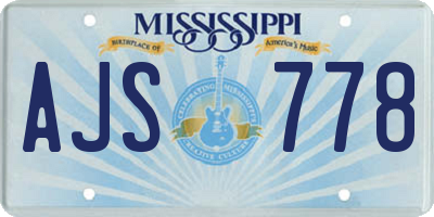 MS license plate AJS778