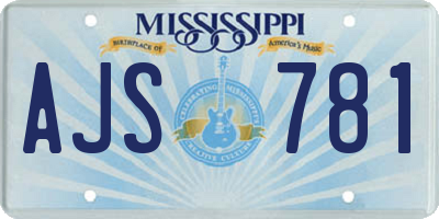 MS license plate AJS781