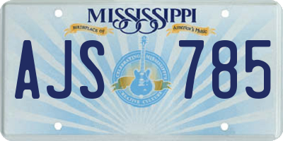 MS license plate AJS785