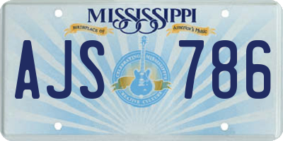 MS license plate AJS786