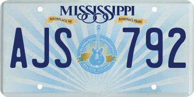 MS license plate AJS792