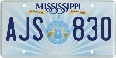 MS license plate AJS830