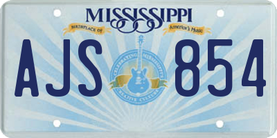 MS license plate AJS854
