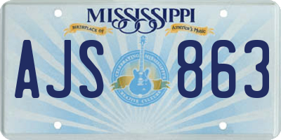 MS license plate AJS863