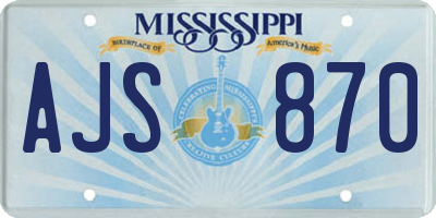 MS license plate AJS870
