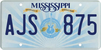 MS license plate AJS875