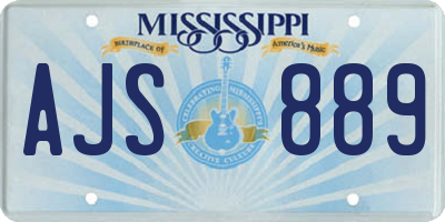 MS license plate AJS889