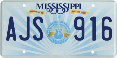 MS license plate AJS916
