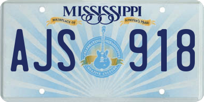 MS license plate AJS918
