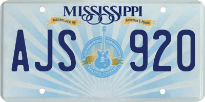 MS license plate AJS920