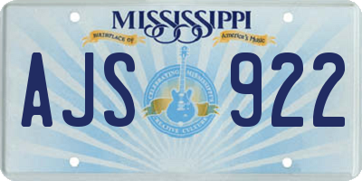 MS license plate AJS922