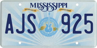 MS license plate AJS925