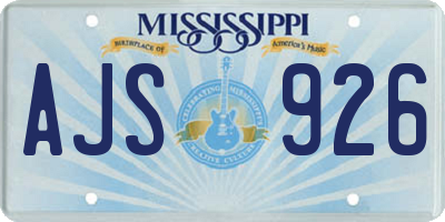 MS license plate AJS926