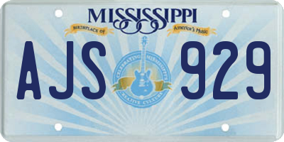MS license plate AJS929