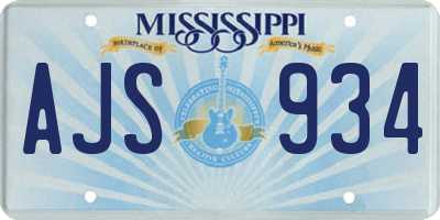 MS license plate AJS934