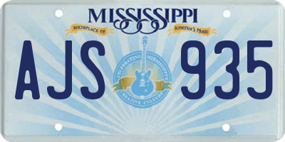 MS license plate AJS935