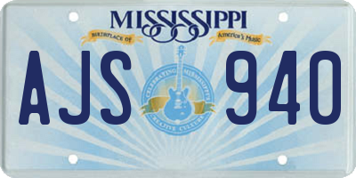 MS license plate AJS940