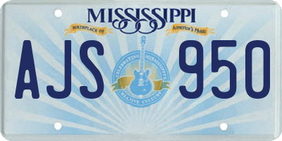 MS license plate AJS950