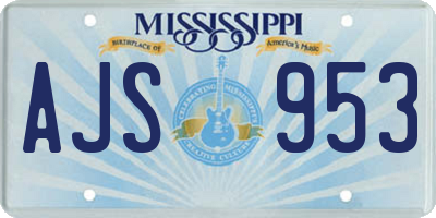 MS license plate AJS953