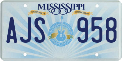 MS license plate AJS958