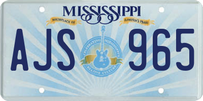 MS license plate AJS965