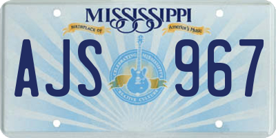MS license plate AJS967