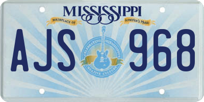 MS license plate AJS968