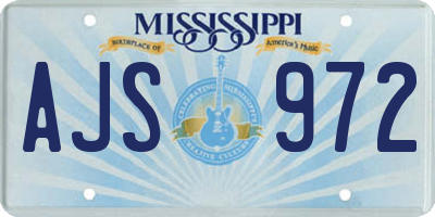 MS license plate AJS972