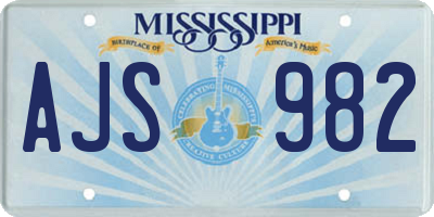 MS license plate AJS982