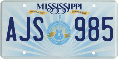 MS license plate AJS985