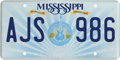 MS license plate AJS986