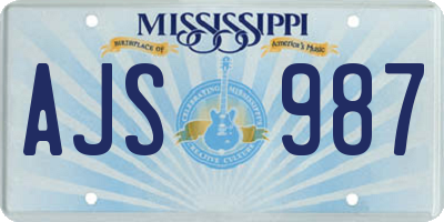 MS license plate AJS987
