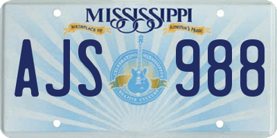 MS license plate AJS988