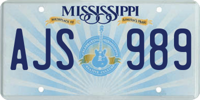 MS license plate AJS989