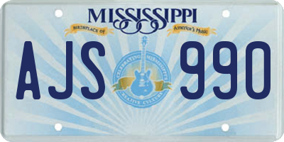 MS license plate AJS990