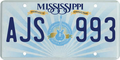 MS license plate AJS993