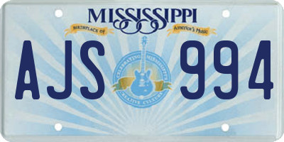 MS license plate AJS994