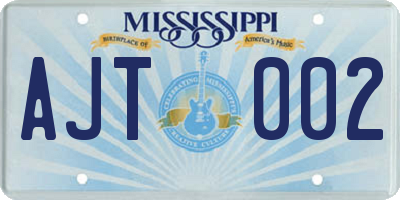 MS license plate AJT002